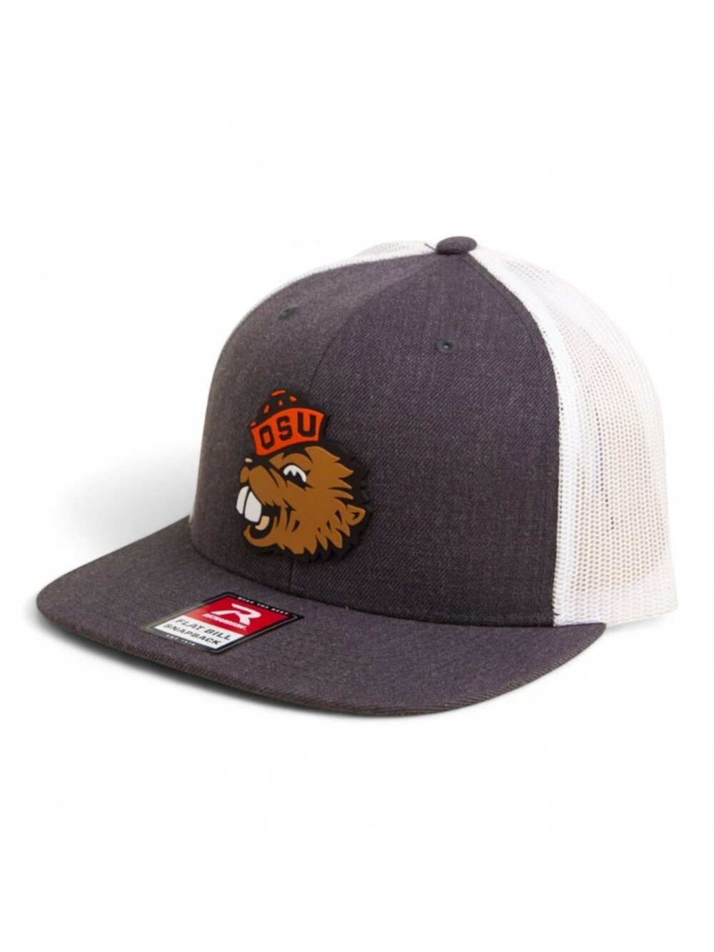 Oregon State Beavers Benny 3D Wool Blend Flat Bill Hat- Heather Charcoal/ White